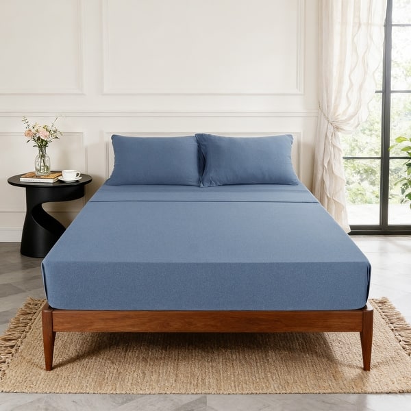 Simply Essential™ Ultimate Soft Jersey Knit Deep Pocket Sheet Sets - Queen - Heather Navy Blue