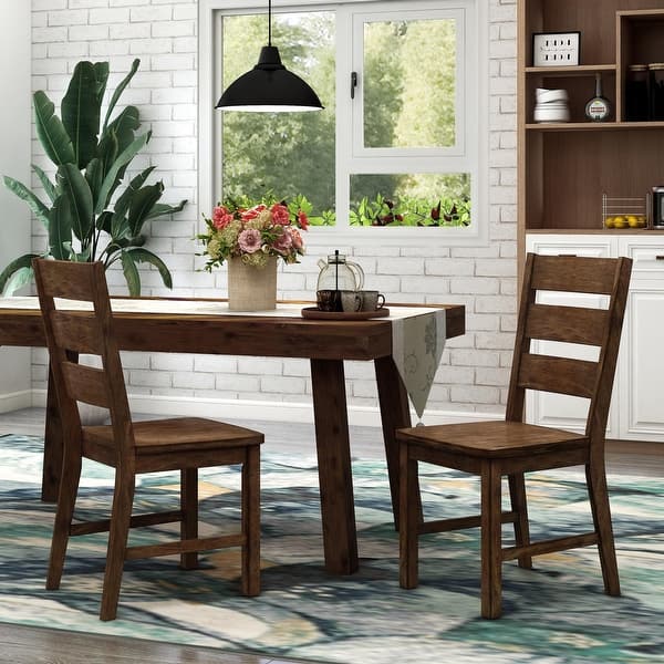 Mass Rustic Ladderback Wood Dining Chairs (Set of 2) by Furniture of America