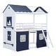 preview thumbnail 4 of 28, [Impression & Beautiful] Twin Size Bunk Wood House Bed with Elegant Windows, Sills and Tent