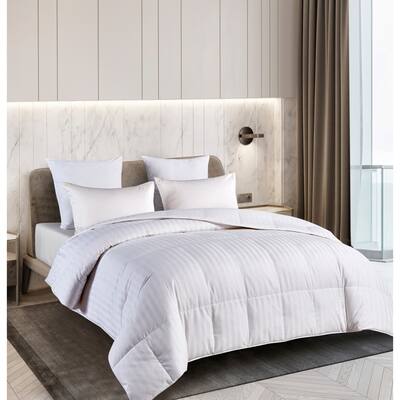 Hotel Grand 350 Thread Count Damask White Goose Down Blend Comforter