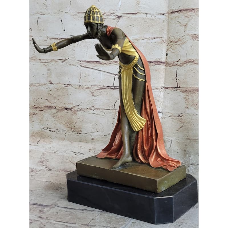 Egyptian Princess By French Artist J.R Colinet Genuine Bronze Sculpture Figurine