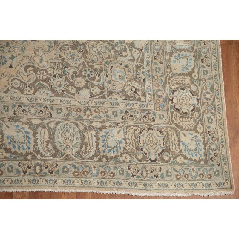Hand Knotted Oriental 100% Wool Carpet Traditional Floral Peach Mashad Area Rug - 12' 10'' X 9' 10''