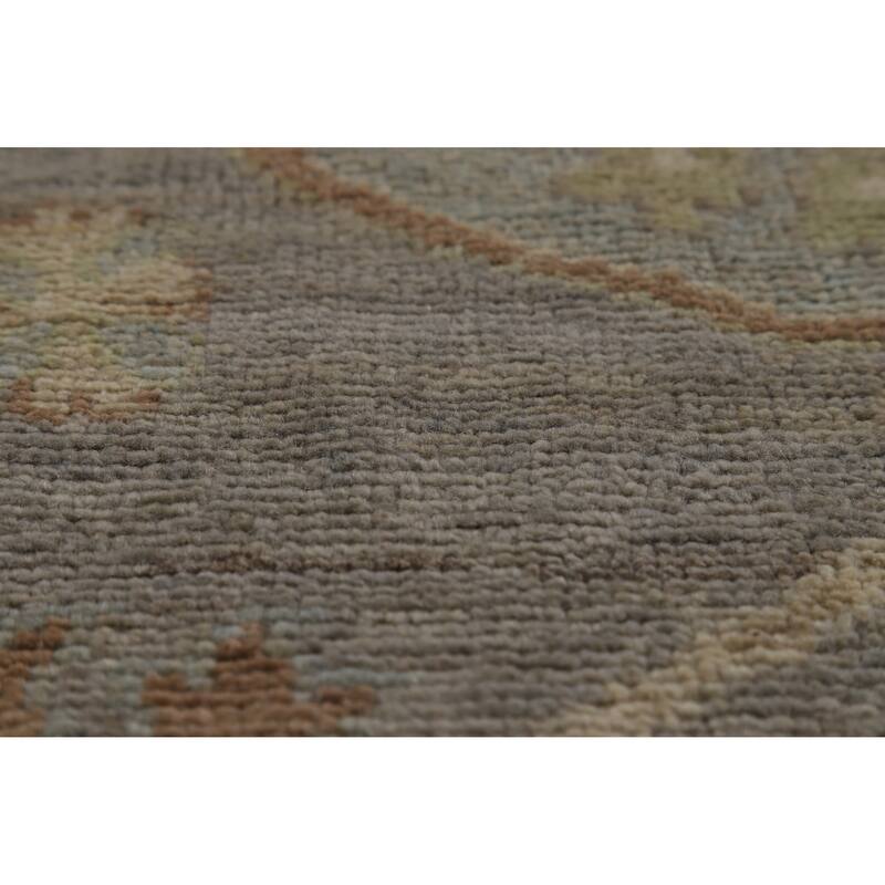 Hand Knotted Oriental 100% Wool Carpet Transitional All-Over Greys & Charcoal Oushak Area Rug - 12' 0'' X 9' 0''