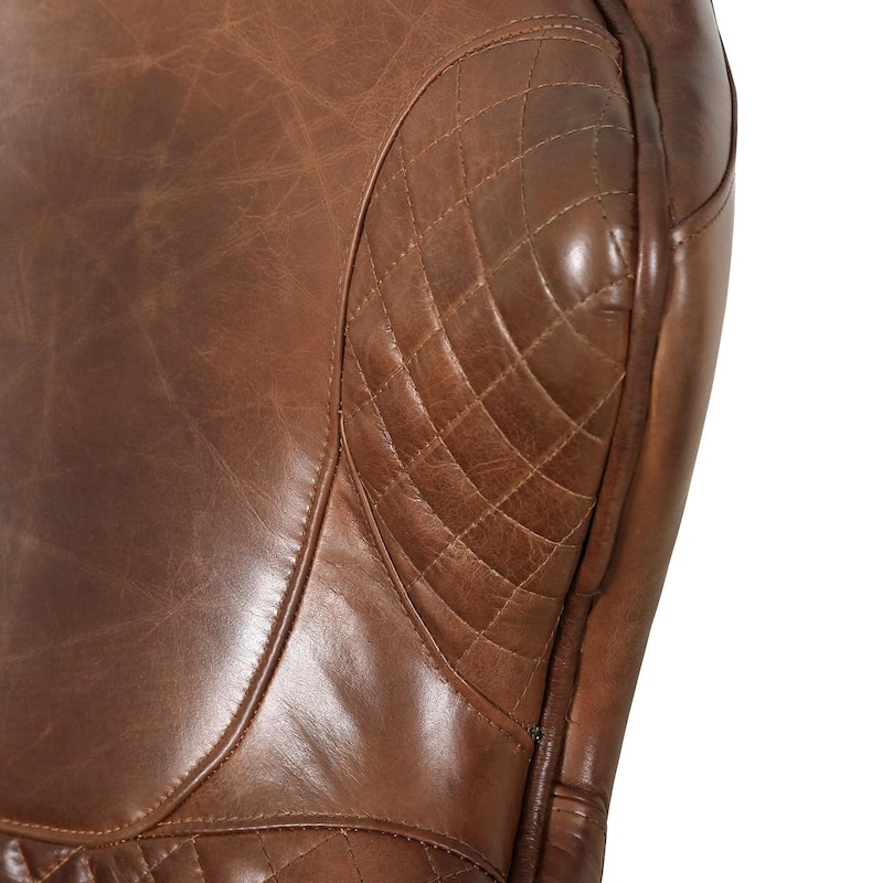 Pasargad Home Aspen Top Grain Leather Wing Chair, Brown - W31"xD34.5"xH33.5"