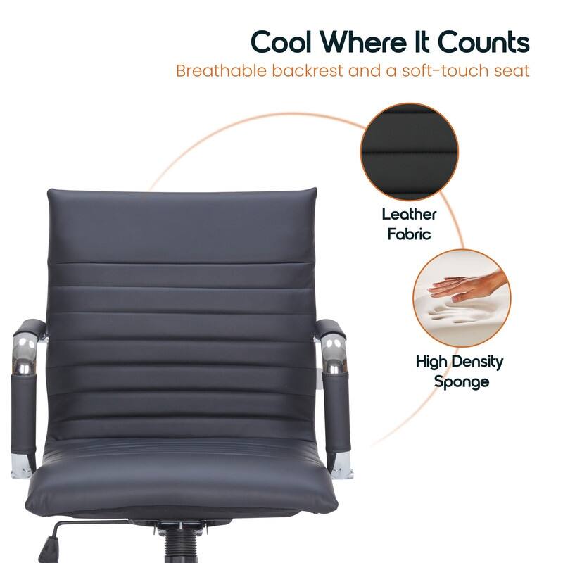 Harris Ergonomic Mid-Back Leather Office Chair with Metal Frame, Adjustable Height, Tilt Lock, and Swivel for Home Office