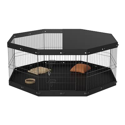 Dog Playpen, 8 Panels Foldable Metal Dog Exercise Pen, 24" H Pet Fence Puppy Crate Kennel, Indoor Outdoor Dog Pen