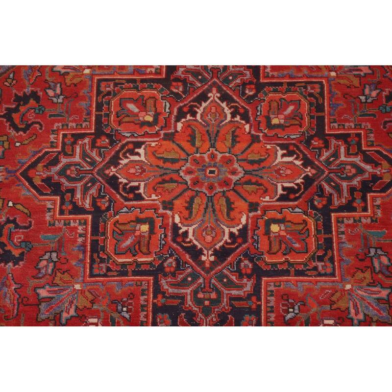 Hand Knotted Oriental 100% Wool Carpet Traditional Medallion Red Heriz Area Rug - 12' 3'' X 8' 4''