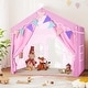 preview thumbnail 2 of 28, EROMMY Kids Tent Playhouse with LED Star Lights and Padded Mat, Large Indoor Toddler Tent for Boys and Girls. Pink