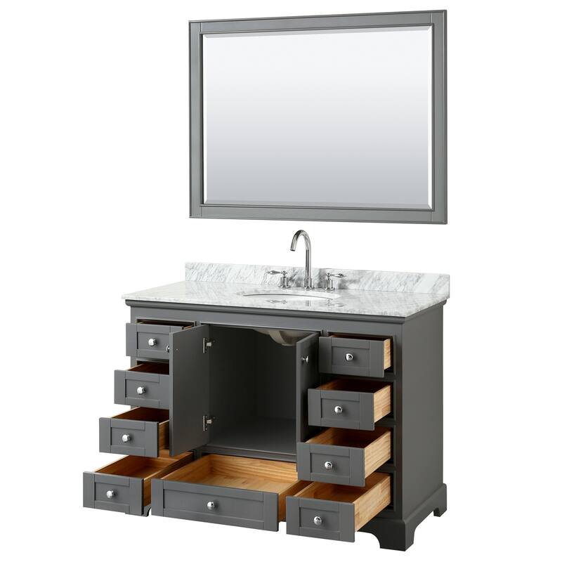 Deborah 48-inch Dark Gray Single Vanity, Oval Sink, 46-inch Mirror