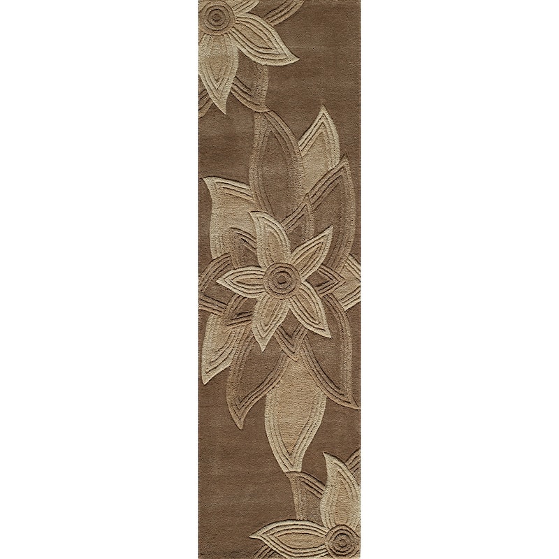 Momeni Delhi Hand Tufted Wool Floral Area Rug - 2'3" x 8' Runner - Mocha - Runner/Rectangle