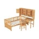 preview thumbnail 7 of 16, Twin Wood Bed with Integrated Desk Chair and Storage Bookshelf for Bedroom or Studio Workspace