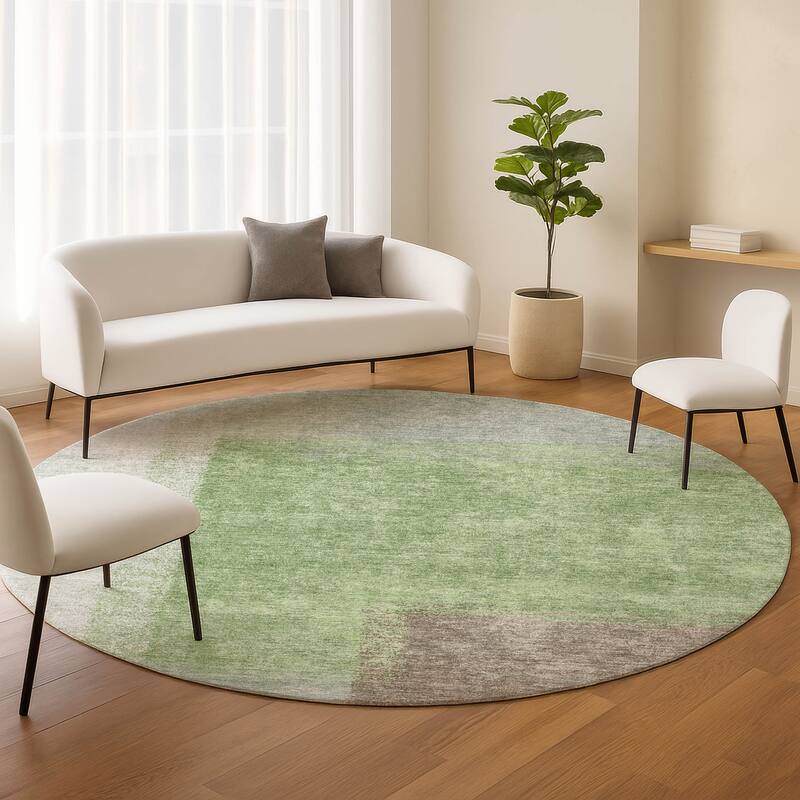 Machine Washable Indoor/ Outdoor Solid Contemporary Chantille Rug