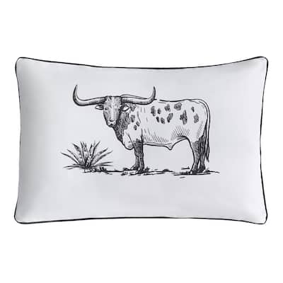 Paseo Road Ranch Life Black and White Rustic Cowboy Indoor/Outdoor Pillow, 16"x24"