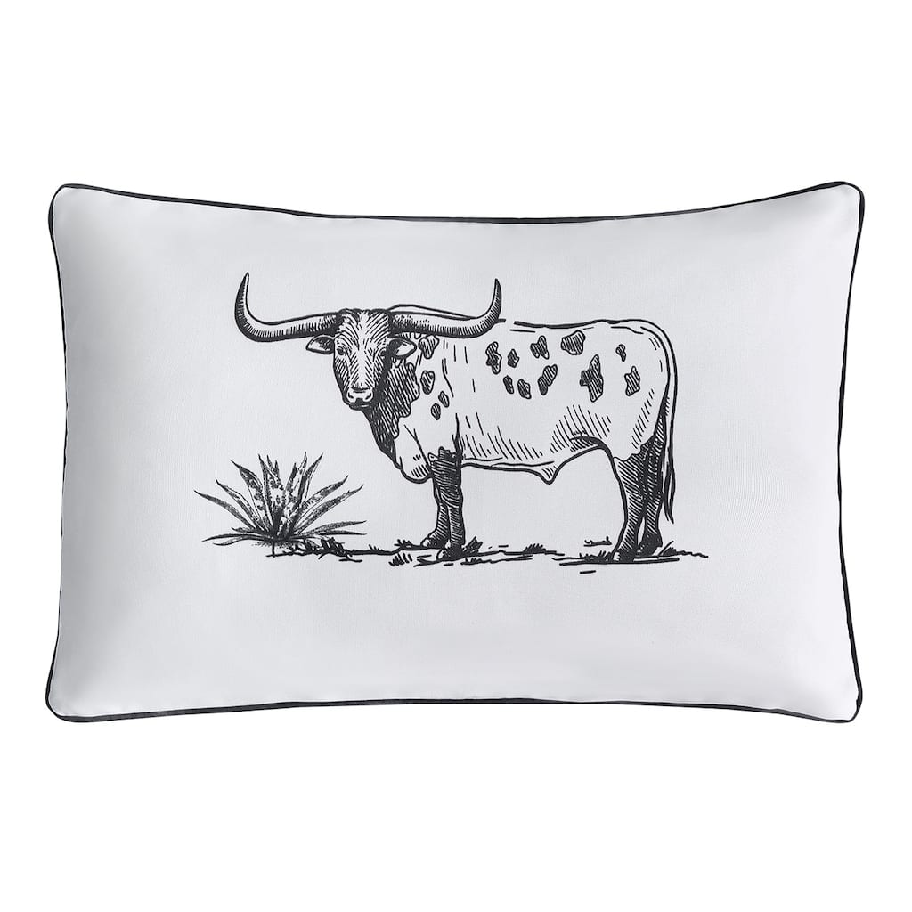 Paseo Road Ranch Life Black and White Rustic Cowboy Indoor/Outdoor Pillow, 16"x24"