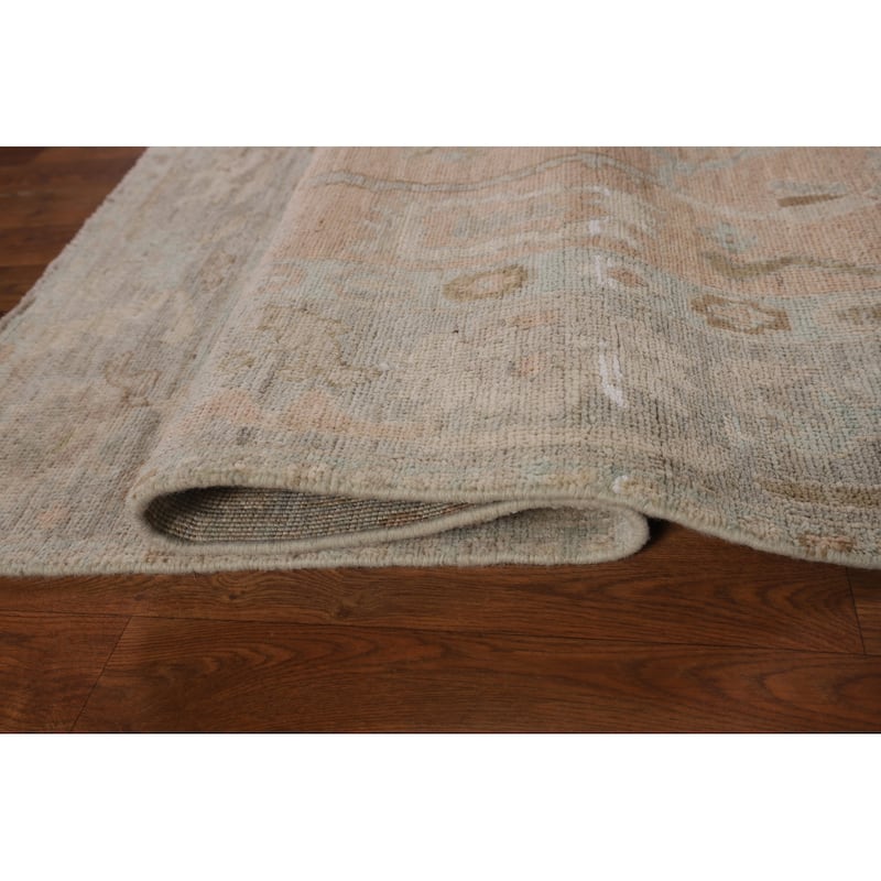Vegetable Dye Pink Oushak Oriental Area Rug Hand-Knotted Wool Carpet - 3'11"x 5'10"