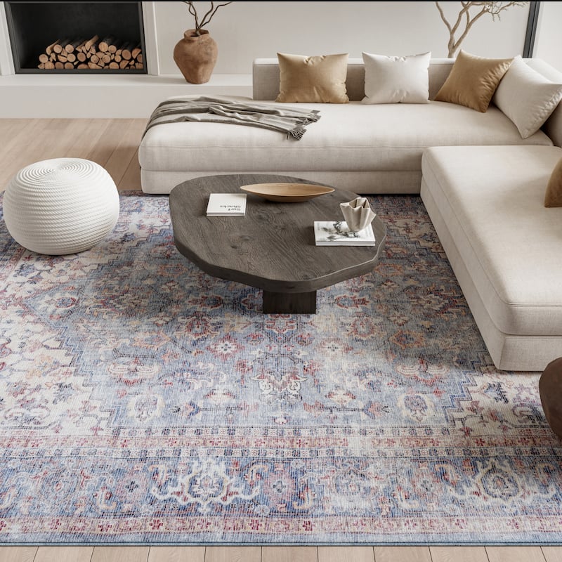 New Concept Washables Vintage Medallion Machine Washable Area Rug