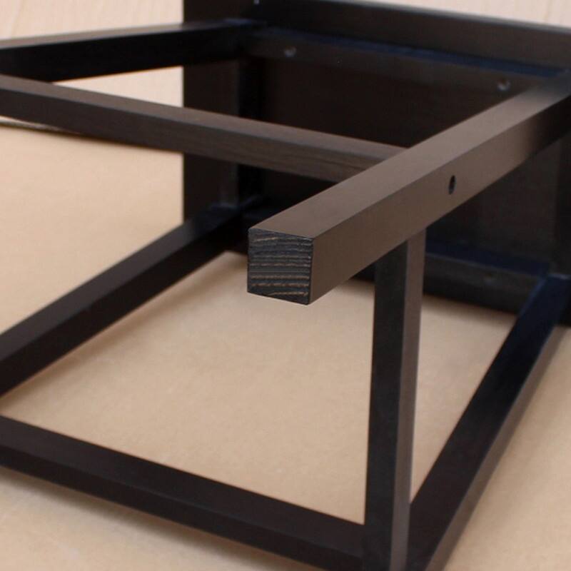 Rectangle Pine Wood Saddle Seat Bar Stool Black (Set of 2)