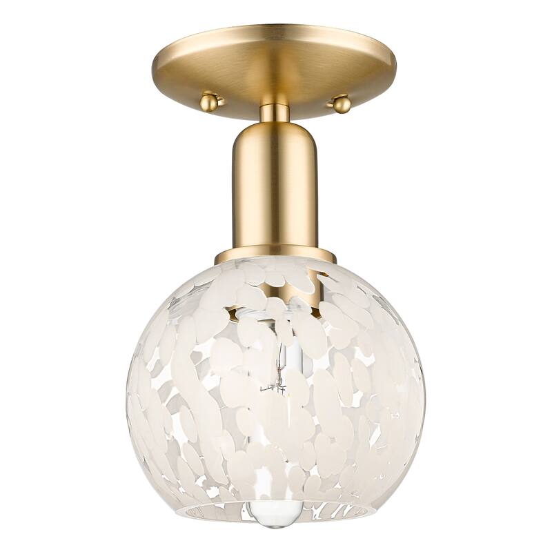Innovations Lighting Endless Possibilities Arcadia - White Mouchette - 1 Light 6" Semi-Flush Mount - Champagne Bronze