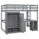 preview thumbnail 9 of 24, Full Size Loft Kids Bed Frame with Wardrobe, Desk, Drawers & Open Storage - Space-Saving Design for Bedroom, Easy Assembly, Grey