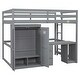 preview thumbnail 38 of 59, Modern Wood Loft Bed with Desk & Wardrobe, Space-Saving High Loft Bed Frame with Storage Drawers for Kids Teens Adults