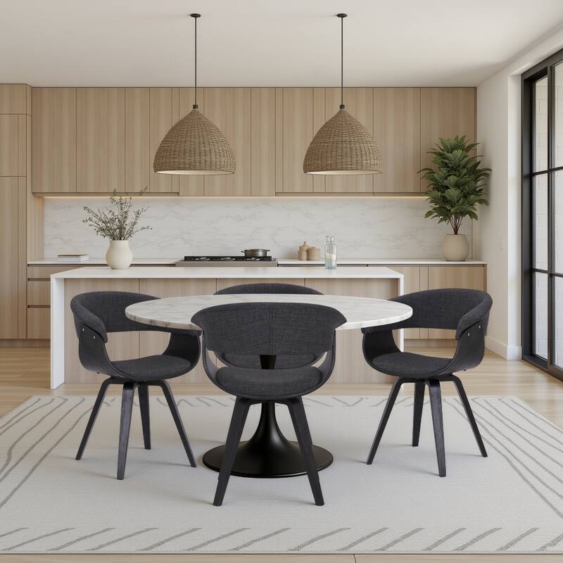 Carson Carrington Vamdrup Mid-Century Dining Chair with Bentwood Legs - Charcoal & Black - Set of 4