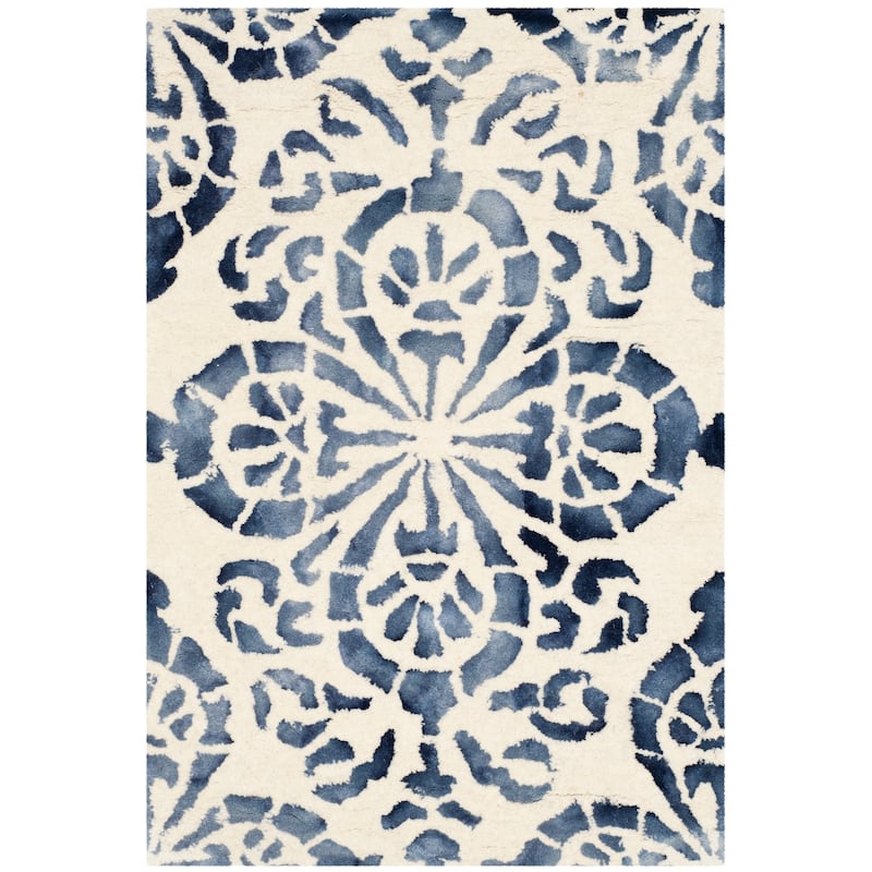 SAFAVIEH Handmade Dip Dye Stas Watercolor Vintage Boho Wool - 2' x 3' - Ivory/Navy - Runner