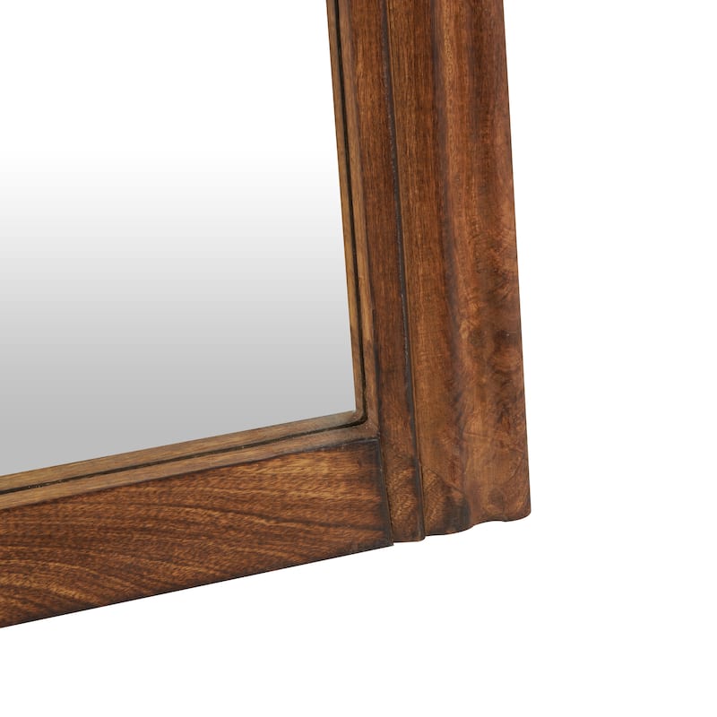 Mango Wood Distressed Room Floor Mirror with Carved Grooves - Black or Brown - Roche River Decor