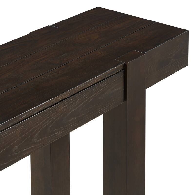 Modern 47.2" Wooden Console Table with Hidden Drawer and Side Power Outlet for Entryway or Living Room