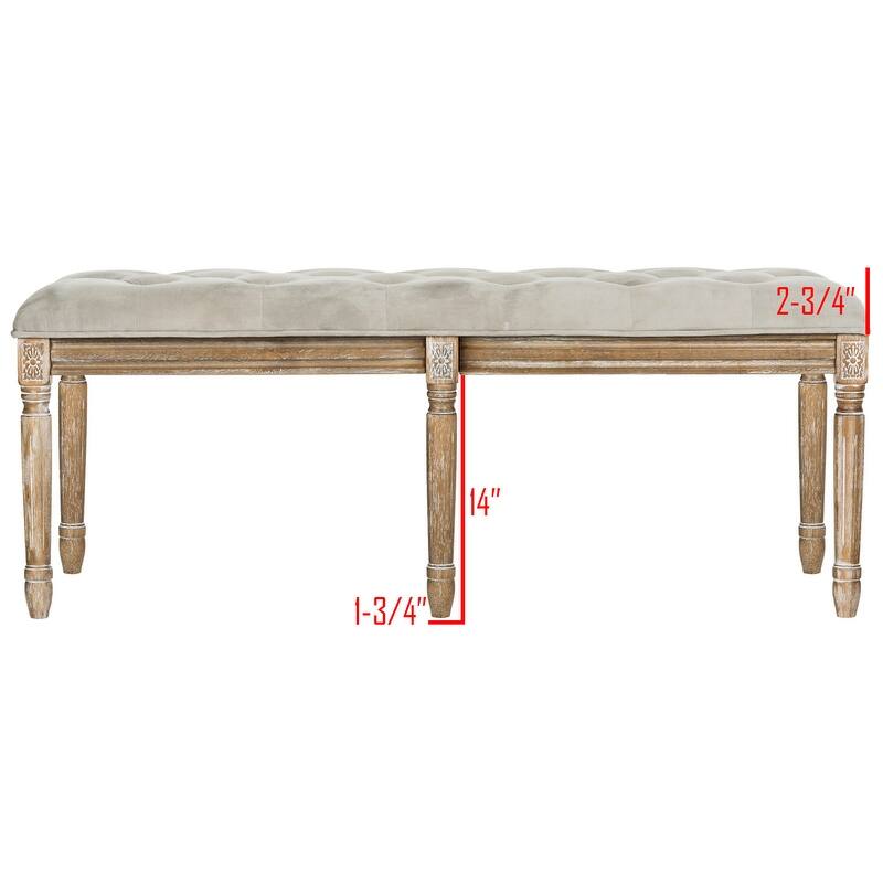 SAFAVIEH Lynnette French Brasserie Tufted Wood Bench - 47.3" x 17.5" x 19" - 47Wx18Dx19H