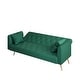 preview thumbnail 6 of 13, 71" Velvet Green Gray Double Sofa Bed