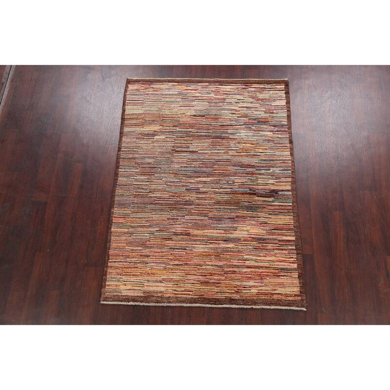 Hand Knotted Oriental 100% Wool Carpet Tribal Contemporary Multi-Colored Gabbeh (kashkoli) Area Rug - 6' 3'' X 4' 7''
