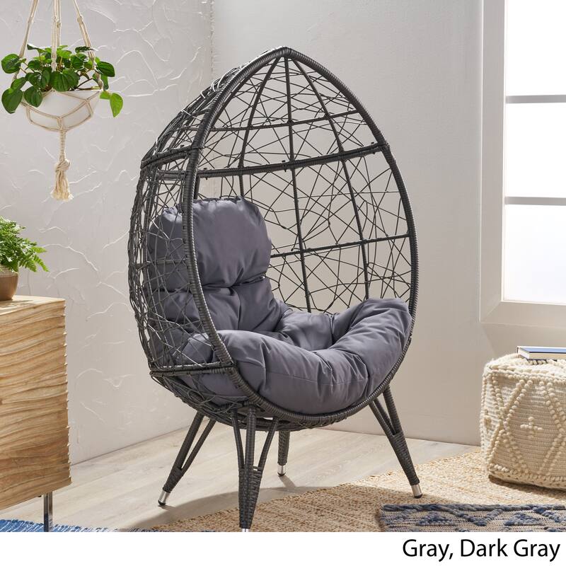 Christopher Knight Home Gavilan Indoor Wicker Teardrop Chair with Cushion