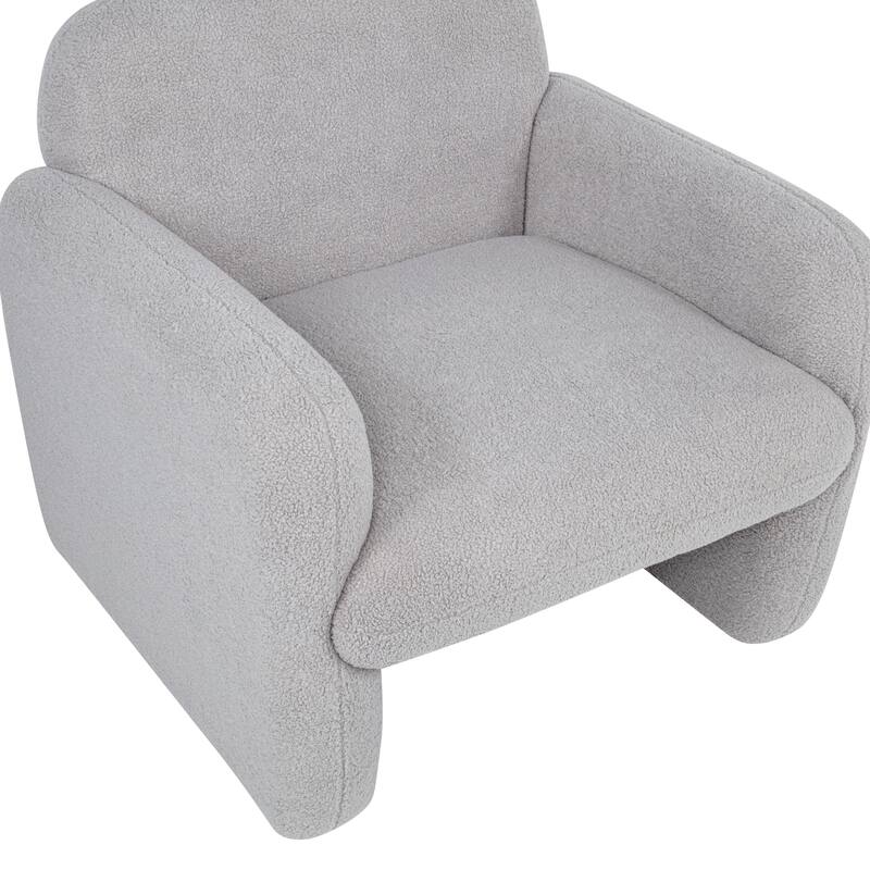 Stylish and Minimalist Teddy Fleece Single Sofa Chair with Arms and Pillow