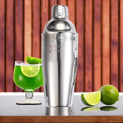 Stainless Steel 25OZ (750ML) Cocktail Shaker with Built-In Strainer