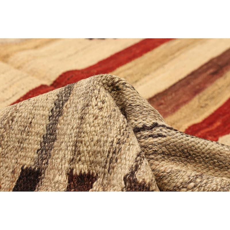 ECARPETGALLERY Flat-Weave Ankara FW Cream Wool Kilim - 6'4 x 9'8