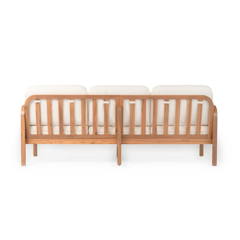 Teak Haven Outdoor Solid Wood Wicker 5-Piece Patio Conversation Set with Waterproof Cushions