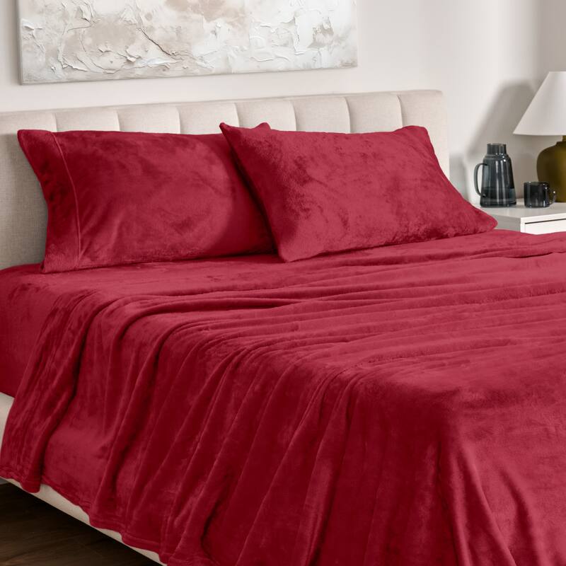 Bare Home Velvety Soft Microplush Sheet Set - King - Red