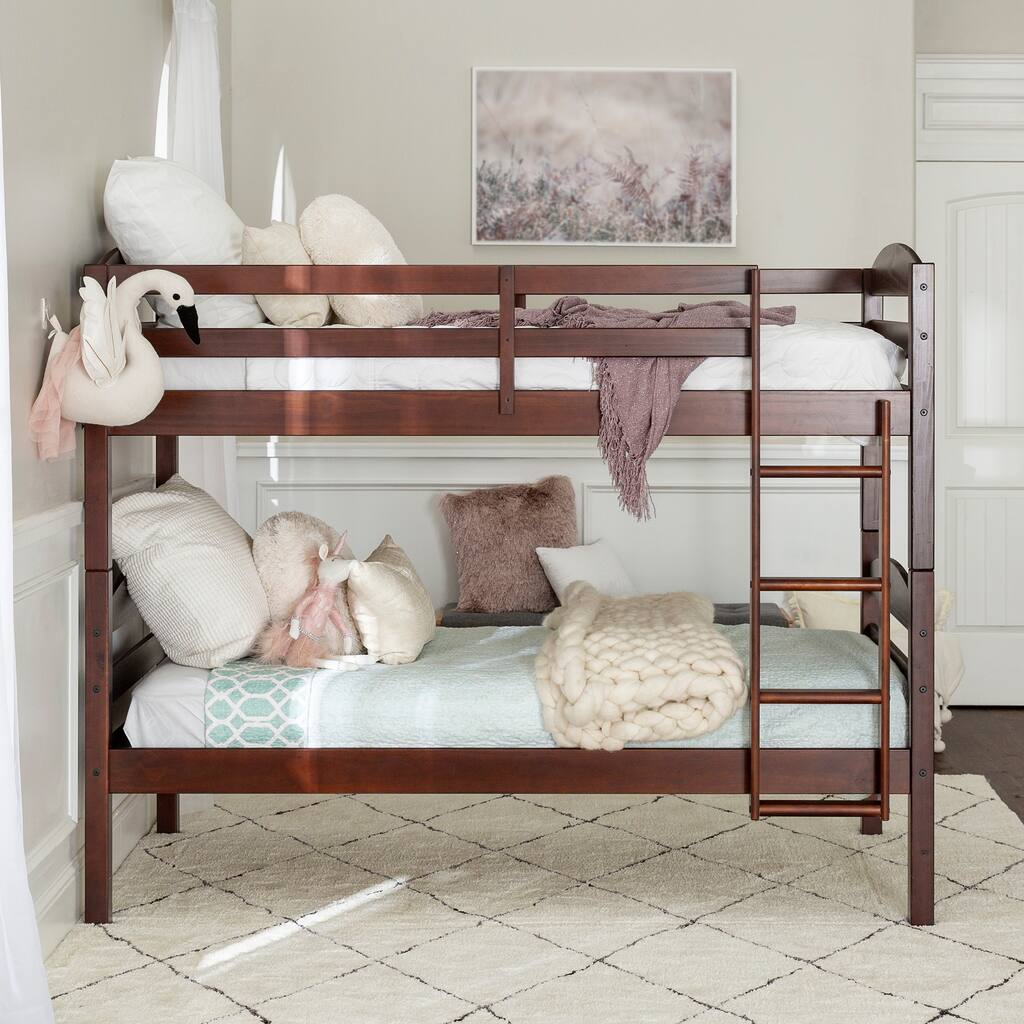 Walker Edison Soid Wood Christian Twin Convertible Bunk Bed - Espresso