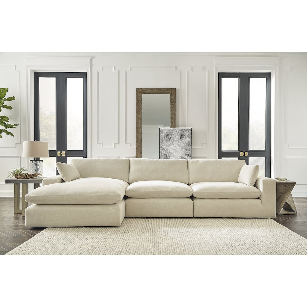 Signature Design by Ashley Elyza Beige 3-Piece Sectional with Chaise - 144" W x 68" D x 36" H