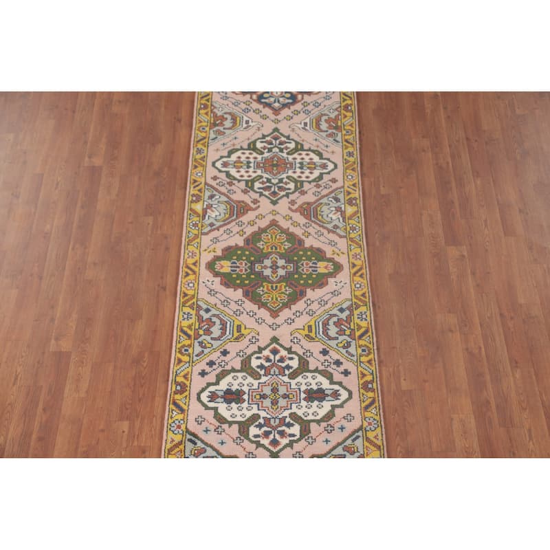 Light Pink Kazak Oriental Runner Rug Wool Carpet - 2'7"x 9'10"