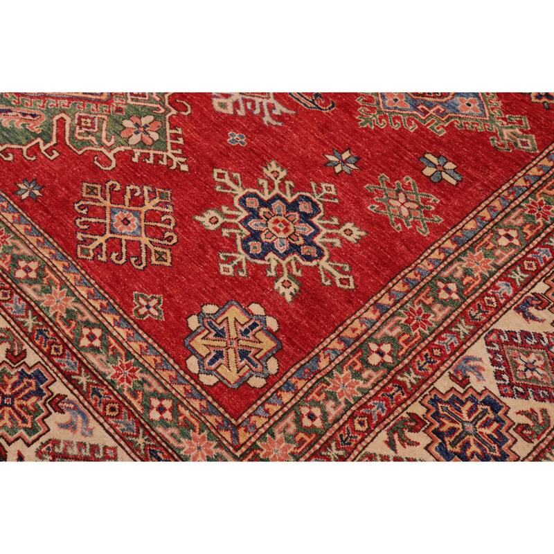 Caucasian Super Kazak Avery Red/Beige Hand Knotted Wool Rug - 8'9'' x 11'8''
