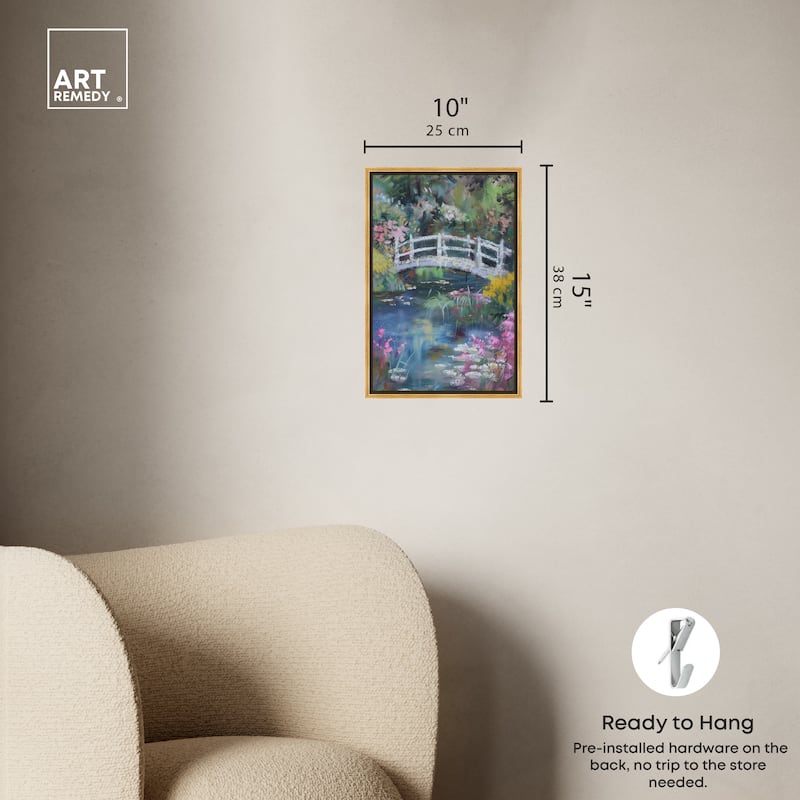Art Remedy Hidden Garden Framed Impressionism 1 Piece Canvas Wall Art /Monet And Van Gogh Inspired Art