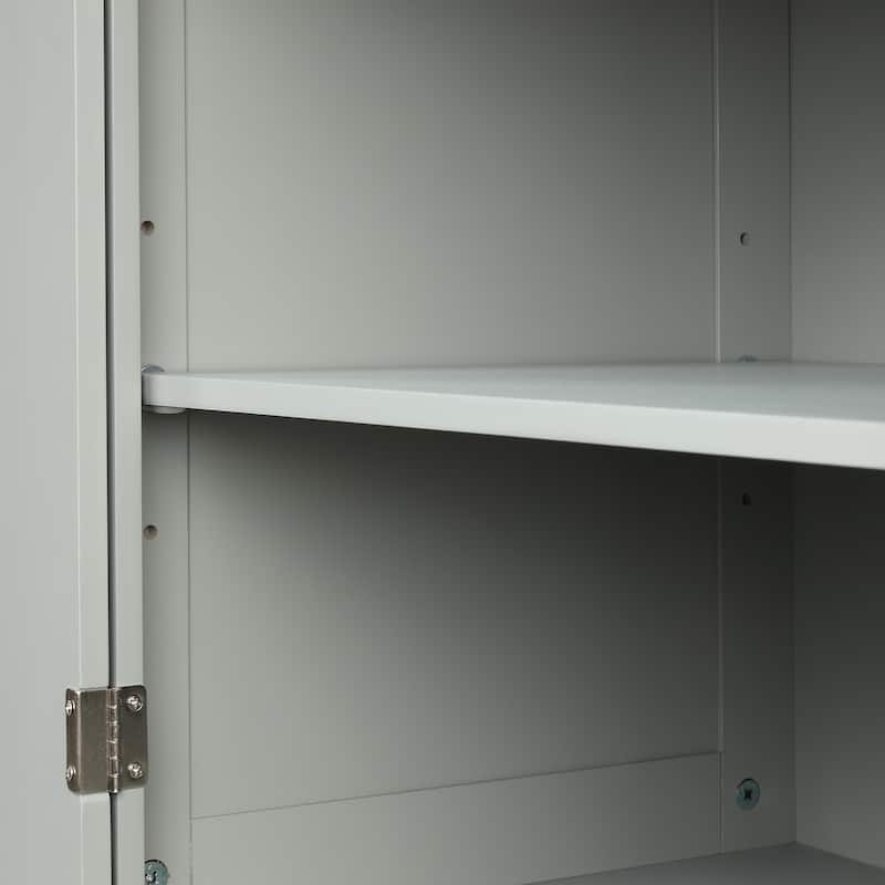 Tall Bathroom Storage Cabinet, Freestanding Storage Cabinet with Two Drawers and Adjustable Shelf, MDF Board with Painted Finish
