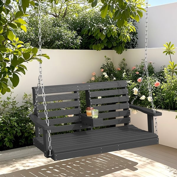 HDPE Plastic Outdoor Porch Swing 2-Person With Chains On Sale