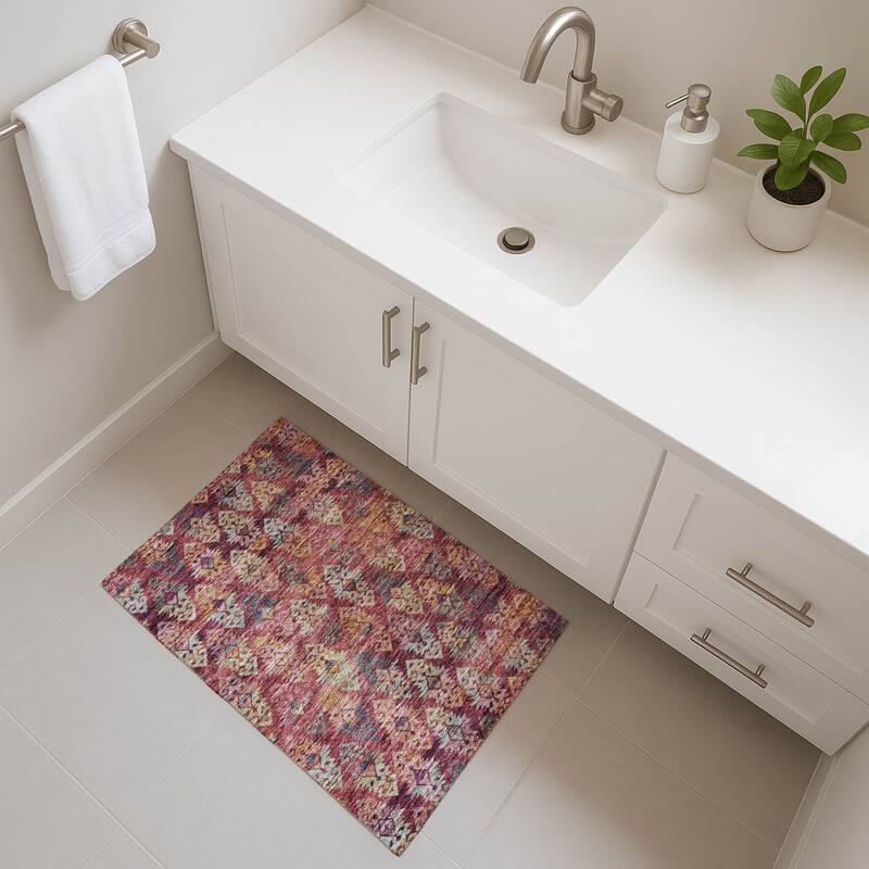 Premium Washable Super Soft Boho Medallions Mayfield Rug - Paprika - 1'8" x 2'6"