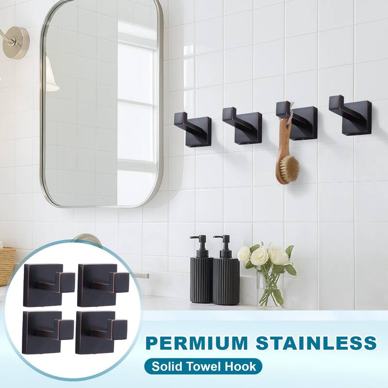 WOWOW J-Hook Wall Mount Robe/Towel Hook 4PCS