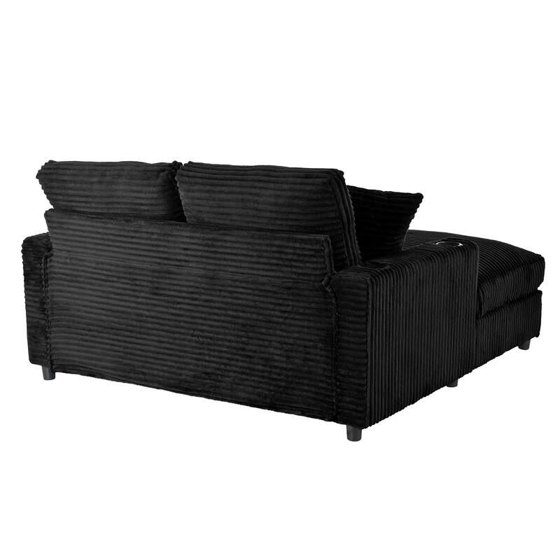 GDFStudio - Polyester 50.9" Loveseat Chaise with Cup Holders