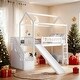 preview thumbnail 1 of 18, Friendly Design Twin Loft House Bed with Two Drawers and Slide, Maximized Space Saving, Health and Comfort White