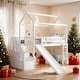 preview thumbnail 2 of 18, Twin Loft House Bed with Two Drawers and Slide, White