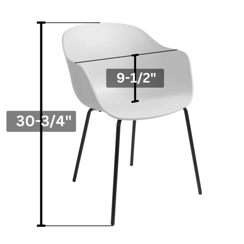 Furnish Theory Curve-K ML Indoor/Outdoor Dining Armchairs Arm Chairs w Polypropylene Shell & Powder-Coated Steel Legs (Set of 2)